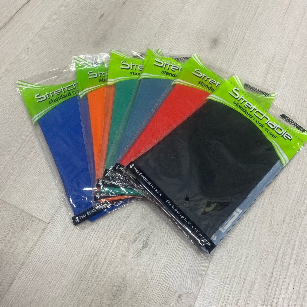 Standard Book Cover - Black, Red, Blue, Green, Orange, Teal (Multi-Pack)